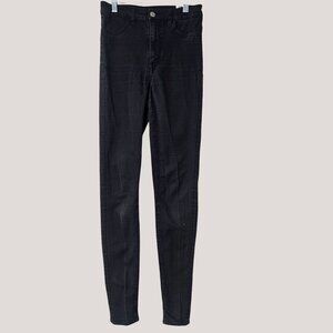 H&M Divided Womens Black Skinny Jeans Size 4 High Rise Denim Stretch Dark Wash